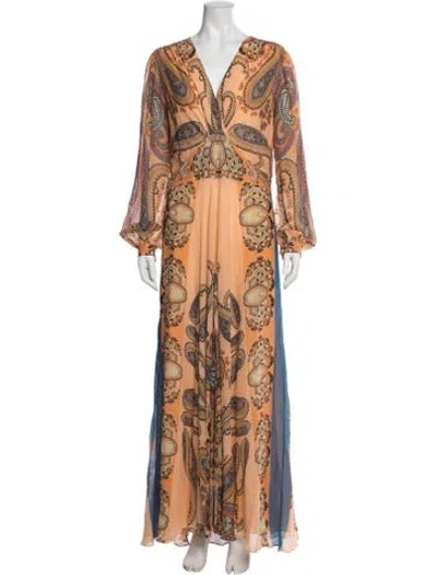 Pre-owned Etro Silk Long Dress In Neutrals