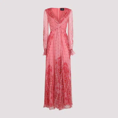 Etro Silk Long Dress In Multicolor