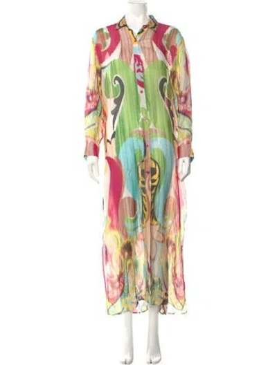 Pre-owned Etro Silk Long Dress In Pink