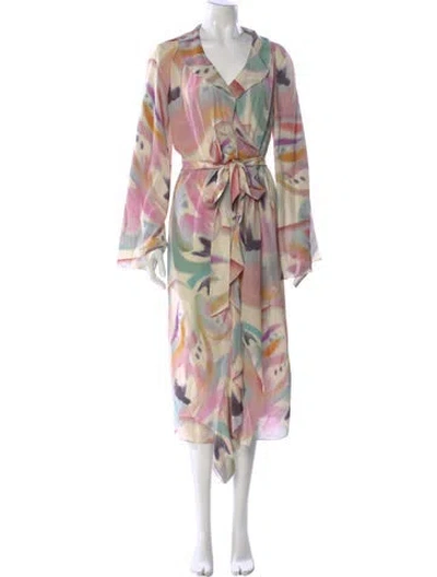 Pre-owned Etro Silk Long Dress In Pink