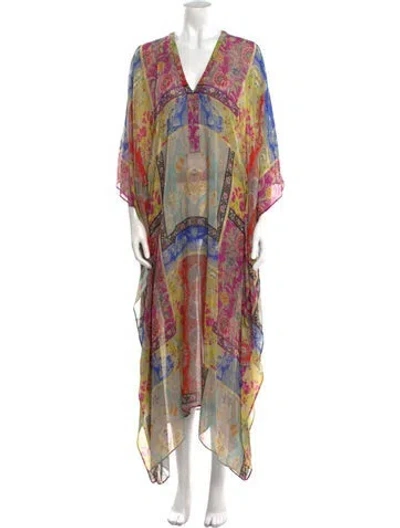 Pre-owned Etro Silk Long Dress In Purple