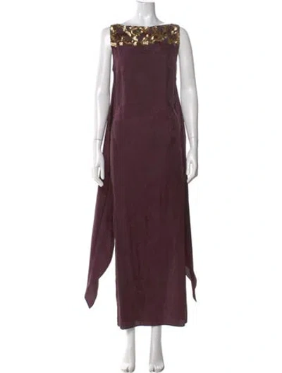 Pre-owned Etro Silk Long Dress In Purple