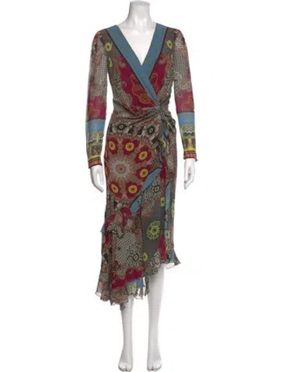 Pre-owned Etro Silk Long Dress In Red