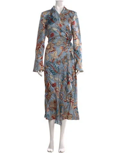 Pre-owned Etro Silk Long Dress W/ Tags In Blue