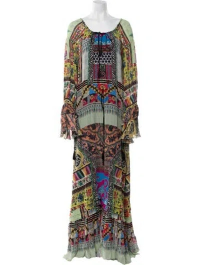 Pre-owned Etro Silk Long Dress W/ Tags In Green