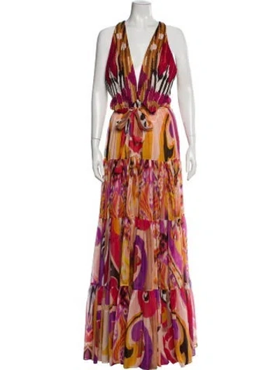 Pre-owned Etro Silk Long Dress W/ Tags In Multi