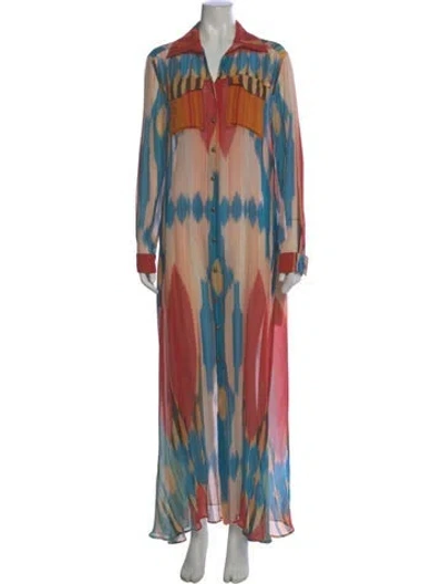 Pre-owned Etro Silk Long Dress W/ Tags In Red