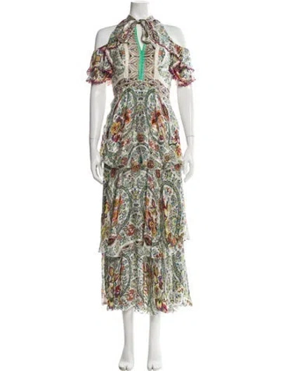 Pre-owned Etro Silk Long Dress In White