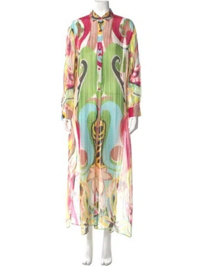 Pre-owned Etro Silk Long Dress In White