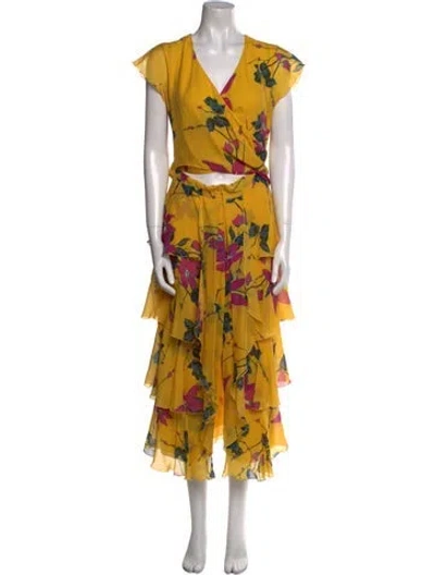 Pre-owned Etro Silk Long Dress In Yellow