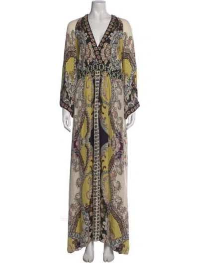 Pre-owned Etro Silk Long Dress In Yellow