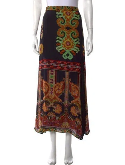 Pre-owned Etro Silk Long Skirt In Black