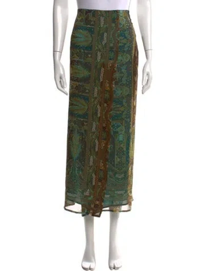 Pre-owned Etro Silk Long Skirt In Green