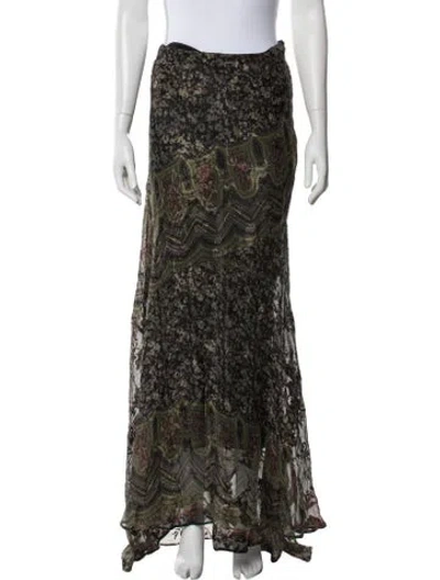 Pre-owned Etro Silk Long Skirt In Green