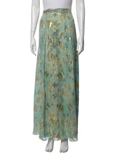 Pre-owned Etro Silk Long Skirt W/ Tags In Green