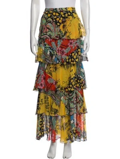 Pre-owned Etro Silk Long Skirt In Yellow