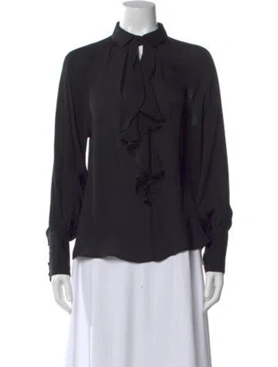 Pre-owned Etro Silk Long Sleeve Blouse In Black