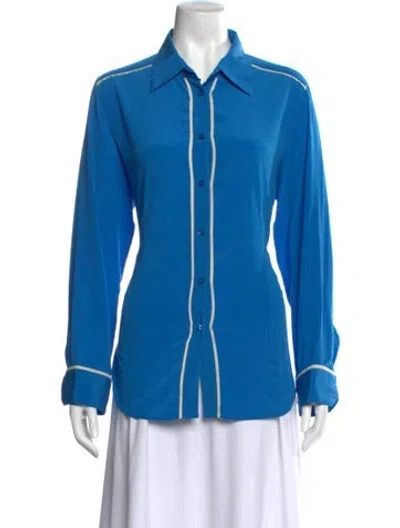 Pre-owned Etro Silk Long Sleeve Blouse In Blue