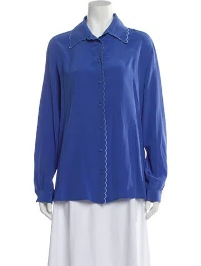 Pre-owned Etro Silk Long Sleeve Blouse In Blue