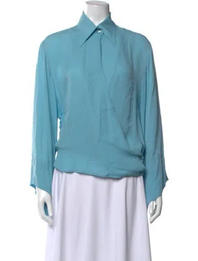 Pre-owned Etro Silk Long Sleeve Blouse In Blue