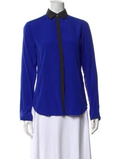Pre-owned Etro Silk Long Sleeve Blouse In Blue