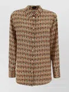 Etro Silk Long Sleeve Shirt With Geometric Print In Multi