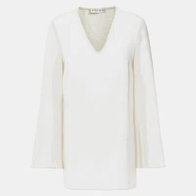 Pre-owned Etro Silk Long Sleeved Top 48 In White