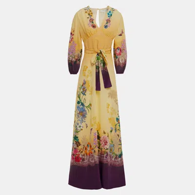 Pre-owned Etro Silk Maxi Dress 44 In Yellow