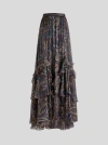 Etro Ruffled Paisley-motif Silk Maxi Skirt In Black