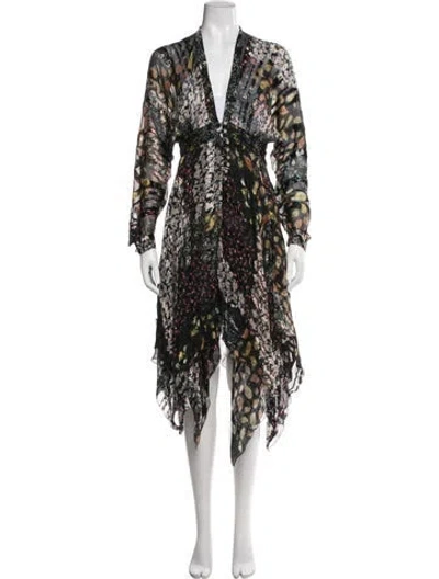 Pre-owned Etro Silk Midi Length Dress In Black