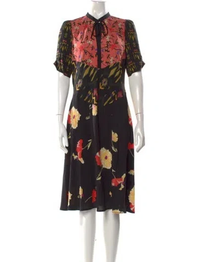 Pre-owned Etro Silk Midi Length Dress In Black