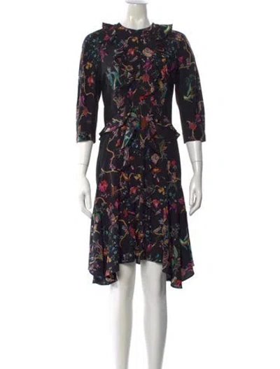 Pre-owned Etro Silk Midi Length Dress In Black
