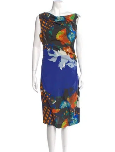 Pre-owned Etro Silk Midi Length Dress In Blue