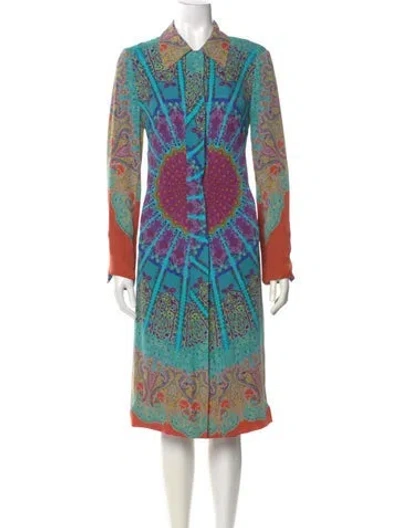 Pre-owned Etro Silk Midi Length Dress In Blue