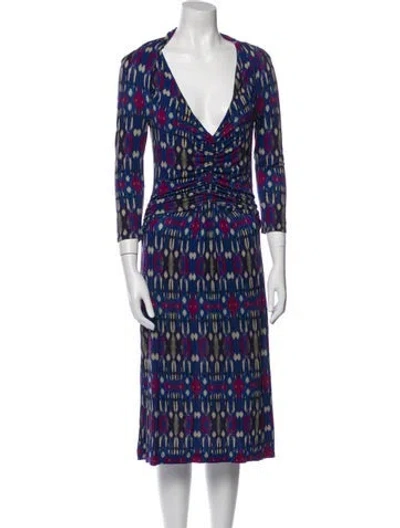 Pre-owned Etro Silk Midi Length Dress In Blue