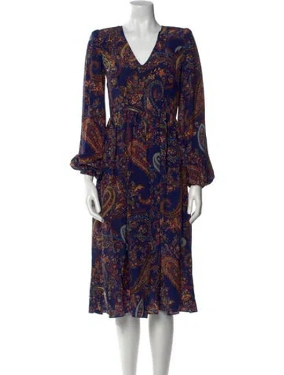 Pre-owned Etro Silk Midi Length Dress In Blue