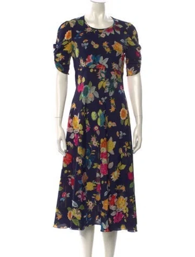 Pre-owned Etro Silk Midi Length Dress In Blue