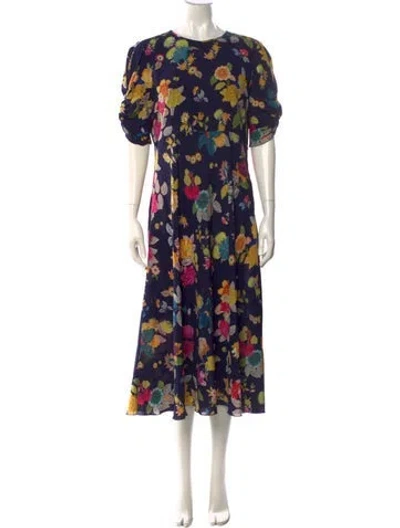 Pre-owned Etro Silk Midi Length Dress In Blue