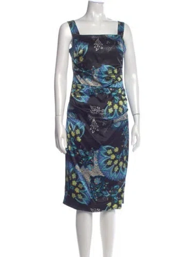 Pre-owned Etro Silk Midi Length Dress In Blue