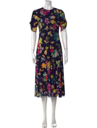 Pre-owned Etro Silk Midi Length Dress In Blue