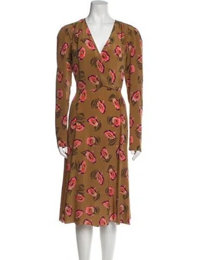 Pre-owned Etro Silk Midi Length Dress In Brown