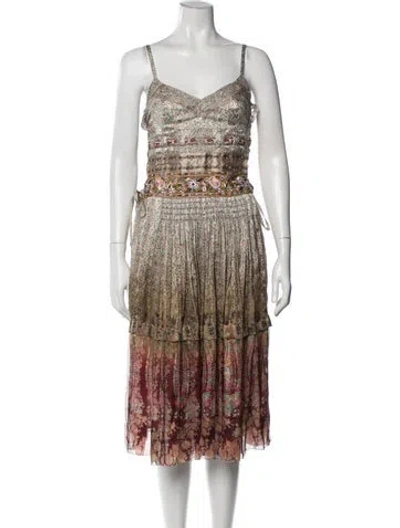 Pre-owned Etro Silk Midi Length Dress In Gray