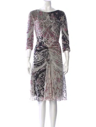 Pre-owned Etro Silk Midi Length Dress In Green