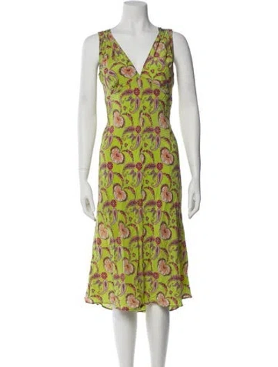 Pre-owned Etro Silk Midi Length Dress In Green