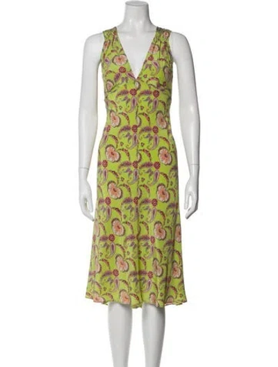 Pre-owned Etro Silk Midi Length Dress In Green