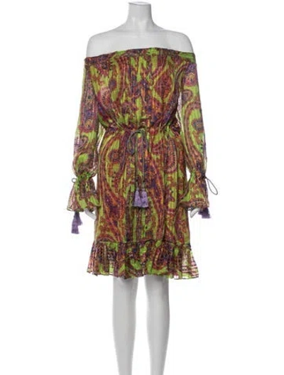 Pre-owned Etro Silk Midi Length Dress In Green