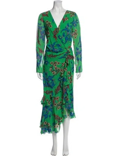 Pre-owned Etro Silk Midi Length Dress In Green