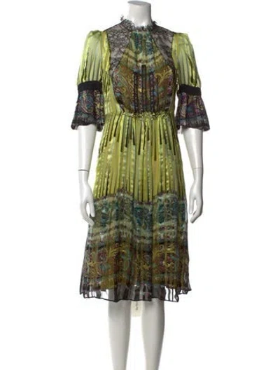 Pre-owned Etro Silk Midi Length Dress In Green