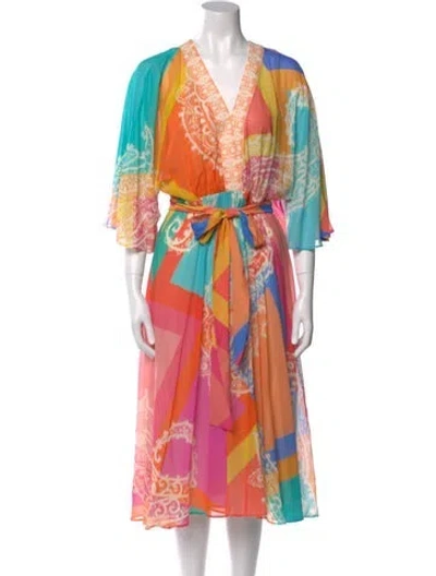 Pre-owned Etro Silk Midi Length Dress In Multi