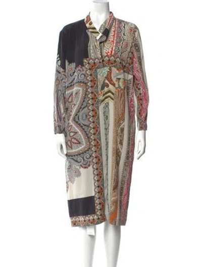 Pre-owned Etro Silk Midi Length Dress In Multi